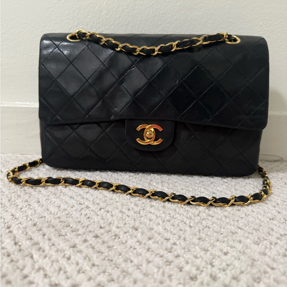 Chanel Black Quilted Shoulder Bag with Gold Accents